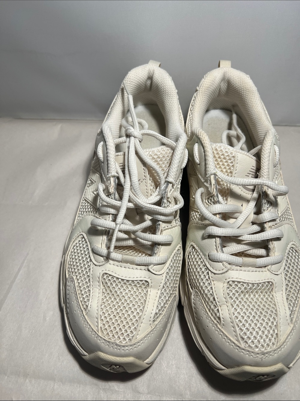 New Balance Cream/White Youth Athletic Sneakers - Lace-Up Running Shoes 530